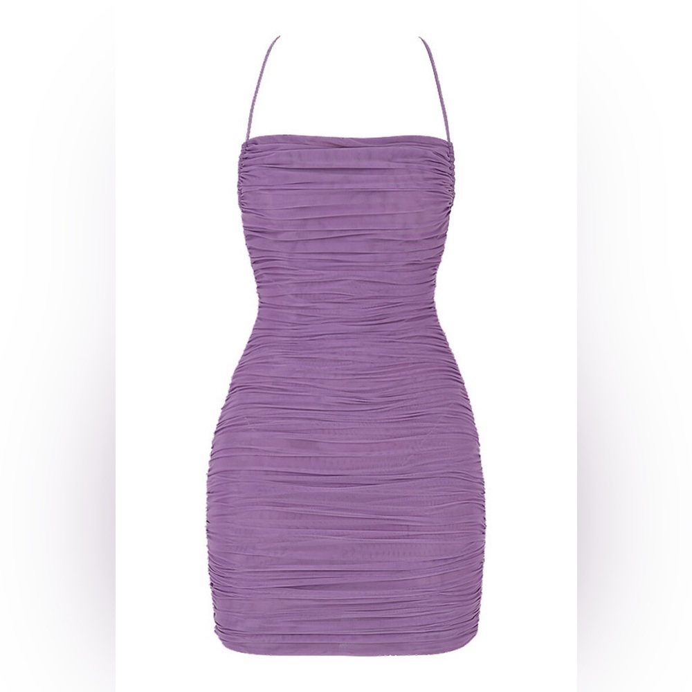 Mistress Rocks 'NIGHTSHADE' Lilac Ruched Mesh Dress - Picture 7 of 9